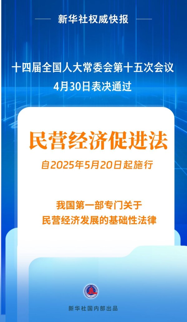 公牛配资 民营经济促进法出台！自今年5月20日起施行